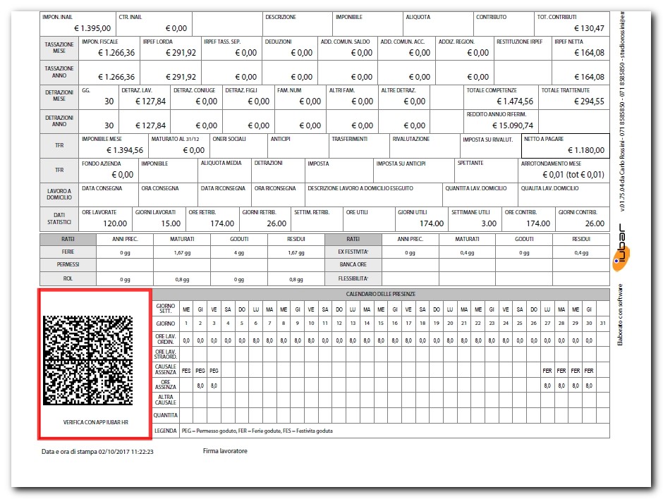 Il timbro digitale in busta paga